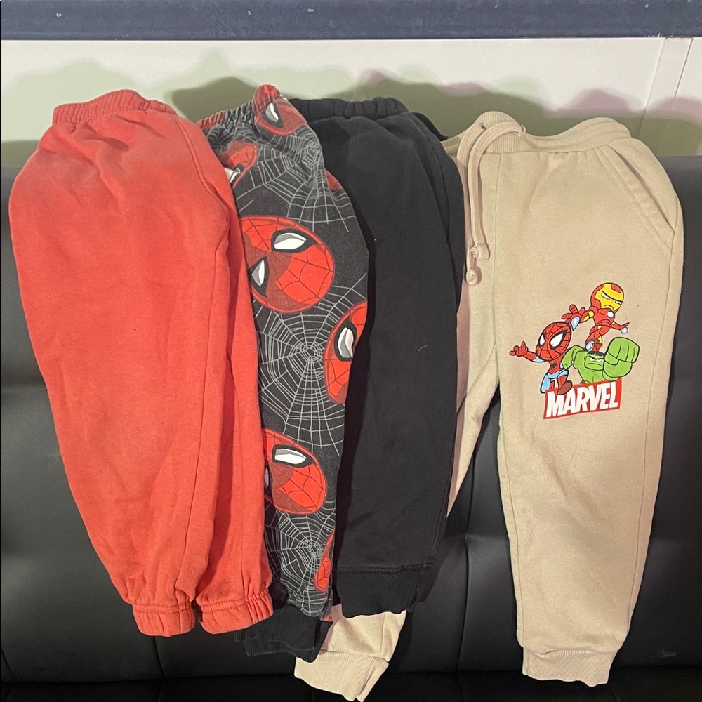 Marvel Kids Sweatpants Bundle of 4 - Red, Black, Beige